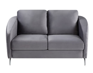 English Elm Livia Velvet Tufted Loveseat with Chrome Legs Glam Mid-century Living Room Seating Gray B2749P413383