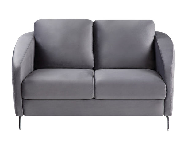 English Elm Livia Velvet Tufted Loveseat with Chrome Legs Glam Mid-century Living Room Seating Gray B2749P413383