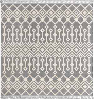 Unique Loom Arlo Lenny Machine Made Tribal Rug Charcoal, Ivory 9' 10" x 9' 10"