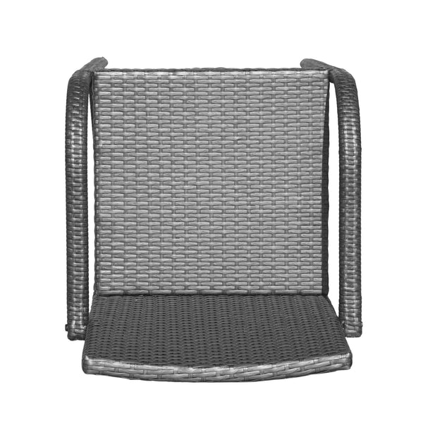 English Elm Christopher Knight Home® - CASCADA Outdoor Wicker Barstools Set of 2 — Durable Powder-Coated Iron Frame, Handcrafted Faux Rattan Lounge Grey 64901.00GRY