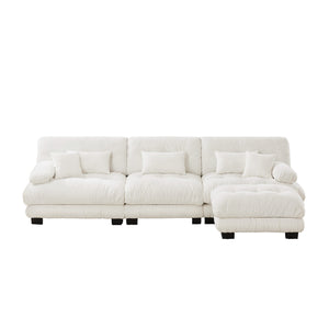 English Elm Luxury Modular Sectional Sofa: Oversized Chenille L-Shaped Cloud Couch With Convertible Ottoman W714S01002