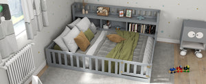 English Elm Twinhouse-sf-gy Solid Wood House Frame Floor Bed for Kids Cozy Low Profile W308P292335