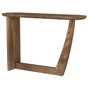 English Elm Alamitos Sculptural Brown Oval Mango Wood Console Table with L‑Legs — Elegant Entryway Statement Piece B062P299786