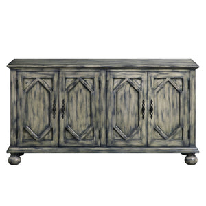 English Elm Pavan Rustic Gray Console Cabinet with Patterned Doors, 4-Shelf Storage, Turned Legs, KD Assembly, 28"L x 12"D B2726P256291