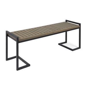 English Elm Christopher Knight Home® - HOPKINS Industrial Wood and Metal Bench with Acacia Wood Seat & Iron Frame, Handcrafted Accent Seating Grey 62621.00WTCGRYBLK