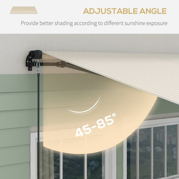 English Elm Outsunny 13' X 10' Retractable Awning - Uv-Resistant Sunshade With Crank, Durable Aluminum Frame & Easy Install W2225P200515-GIGA