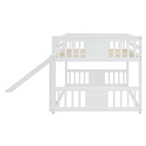 English Elm Full Over Kids Bunk Bed with Built-in Slide Ladder Pine Frame Gray Finish LT100208AAK