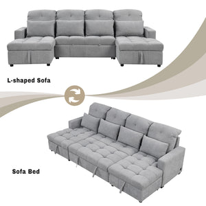 English Elm 101.2" Modular Chenille Sectional Sofa with Tufted Cushions and Deep Seating for Living Room N719S001750E