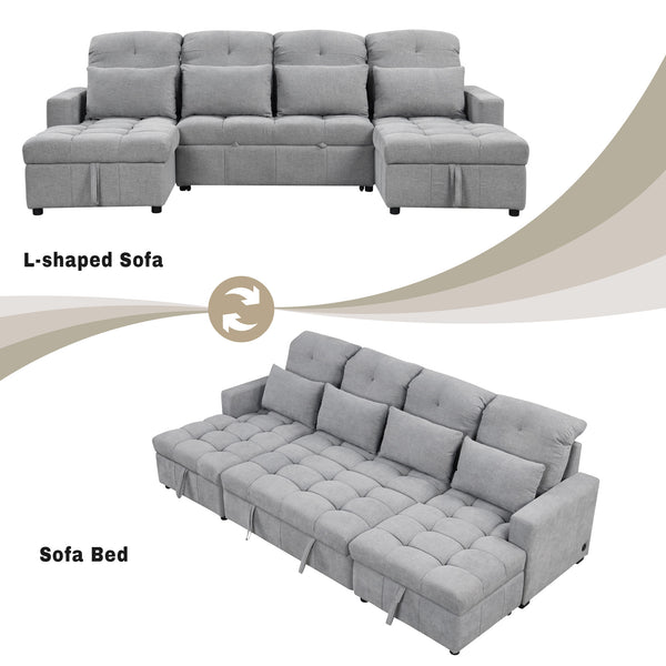 English Elm 101.2" Modular Chenille Sectional Sofa with Tufted Cushions and Deep Seating for Living Room N719S001750E