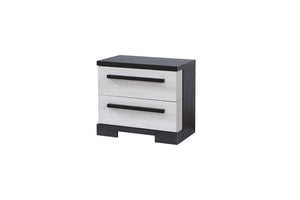English Elm 1pc Contemporary 2-Drawer Nightstand Gray Wood Finish Compact Bedroom Storage Table with Sleek Design Black White 29 L x 19.1 W x 26 H B011P210424