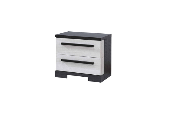 English Elm 1pc Contemporary 2-Drawer Nightstand Gray Wood Finish Compact Bedroom Storage Table with Sleek Design Black White 29 L x 19.1 W x 26 H B011P210424