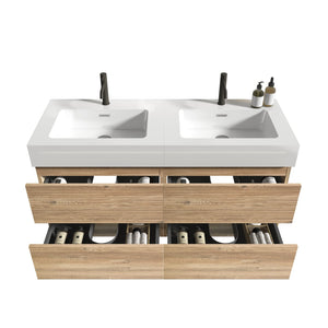 English Elm Grace 48'' Modern Bathroom Vanity With Oak Quartz Sink, Soft-Black Drawers, And Eco-Friendly Design W1865S00159