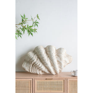 English Elm 25.3x16.5x8.5" Oversized Clam Shell Sculpture Glossy Coastal Decor Display Piece W2078P491173