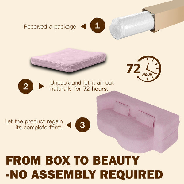 English Elm Modern Full Size Folding Sofa Bed with Teddy Fabric, Foam-Filled 15" Sleeper, 2 Pillows, No Assembly Required Pink W1885P272260