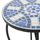 Christopher Knight Home® - Noble House - Han Outdoor Blue and White Ceramic Tile Side Table with Iron Frame