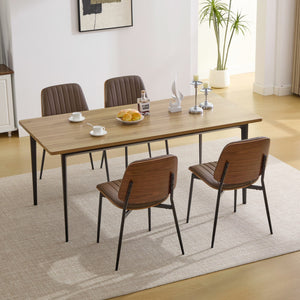 English Elm Dining Chairs Mid Century Modern Set of 2 Walnut Bentwood Back PU Upholstered Seats Ergonomic Design, Stable Metal Legs Brown W1143P379860