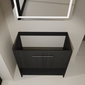 English Elm 36" Freestanding Bathroom Vanity with 2 Doors and Open Shelf, Modern Ergonomic Plywood Cabinet Dark Oak W1972P268401