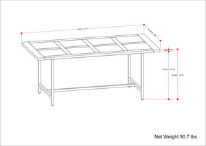 English Elm Campbell Grey Mango Wood Dining Table 72"x36" Modern Industrial Solid Wood Top, Iron Base, 6-Seater B136P266907