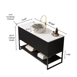 English Elm Tulio 48" Freestanding Bathroom Vanity With Stylish Round Basin, Sintered Stone Top & Ample Storage W2615S00476-GIGA