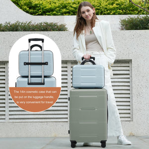 English Elm 6 Piece Hardshell Abs Travel Set with Spinner Wheels Combination Lock and Toiletry Bag Blue,Green,Pink N732P391465D