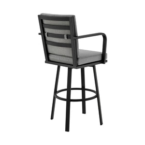 English Elm Wessan 26" Outdoor Patio Swivel Counter Stool – 360° Aluminum Frame, Weather-Resistant Upholstery Gray B2736P268522