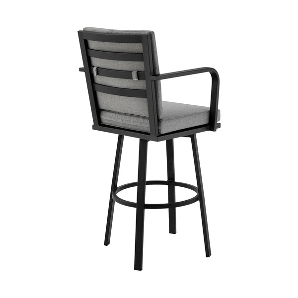 English Elm Wessan 26" Outdoor Patio Swivel Counter Stool – 360° Aluminum Frame, Weather-Resistant Upholstery Gray B2736P268522