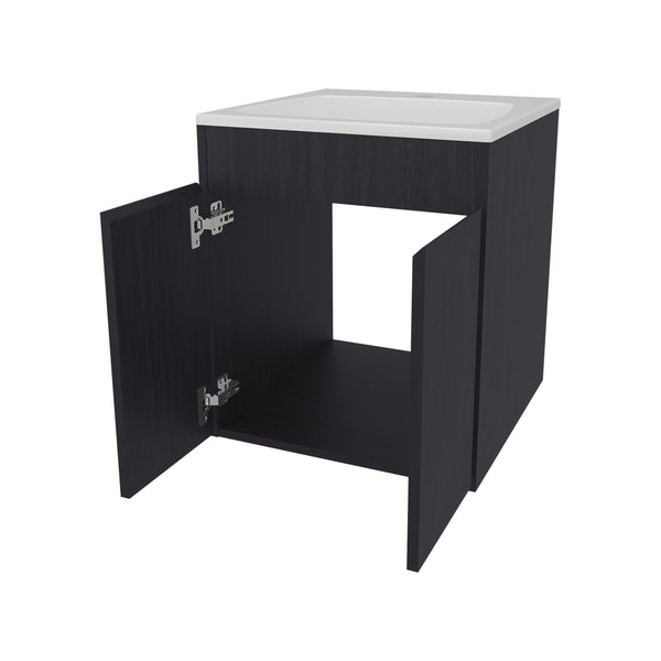 English Elm Shoshoni Compact Bathroom Vanity Cabinet with Two Doors, Scratch-Resistant Melamine Finish, Space-Saving Wenge 25 L x 23 W x 12 H B128P314802