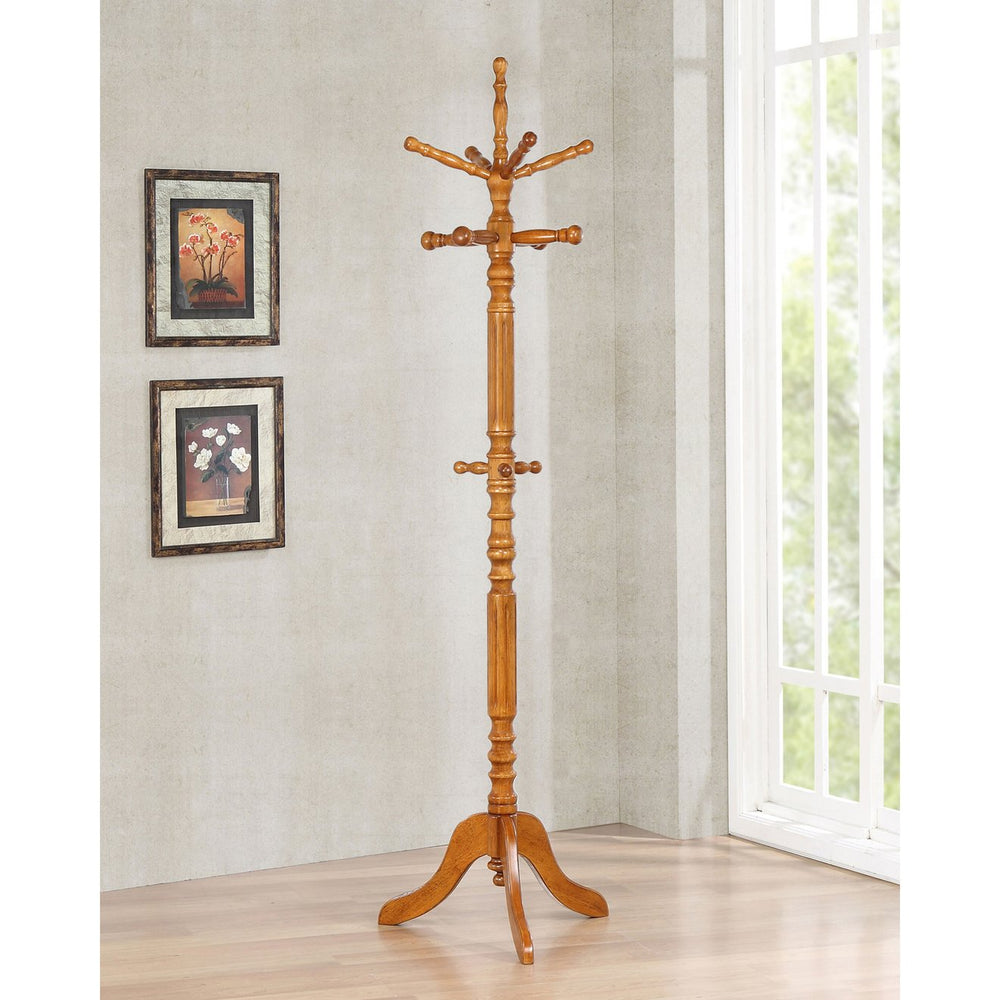 English Elm Cosman Elegant Golden Brown 11-Hook Freestanding Coat Rack with Hanger — Timeless Asian Hardwood Storage B062P328612