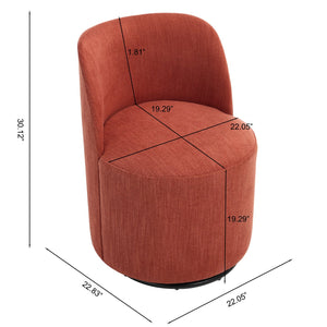 English Elm Set Swivel Barrel Accent Chair Armless Linen Upholstered Compact Seat for Dining Vanity Bedroom Orange W3244P454057