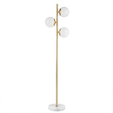 INK+IVY Holloway Transitional 3-Globe Light Floor Lamp with Marble Base MPS154-0087 White/Gold