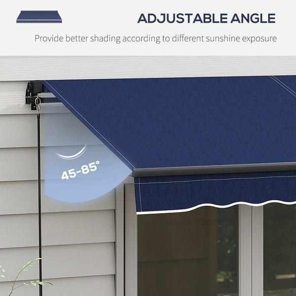 English Elm Outsunny 10' X 8' Retractable Patio Awning – Uv-Resistant Sunshade With Manual Crank, Blue & Durable Frame W2225P174151-GIGA
