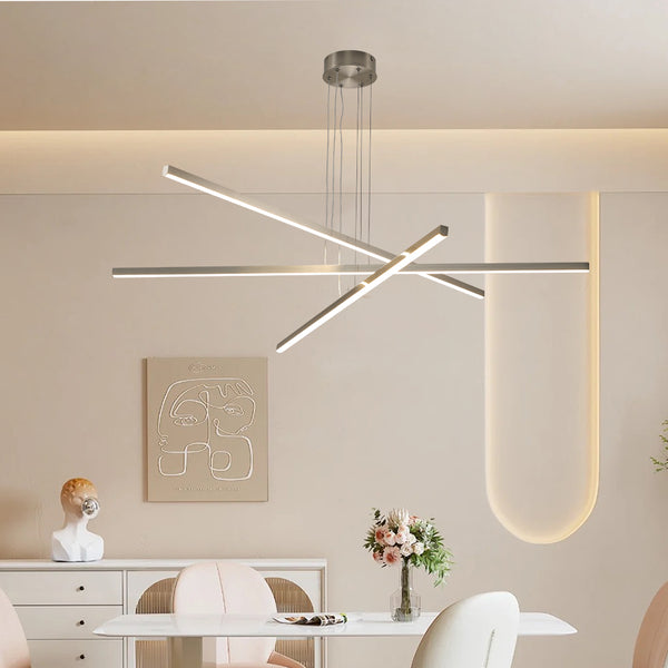 English Elm 48" Geometric Three Arm Led Chandelier Aluminum Acrylic Shade Dining Living Room W2312P415987