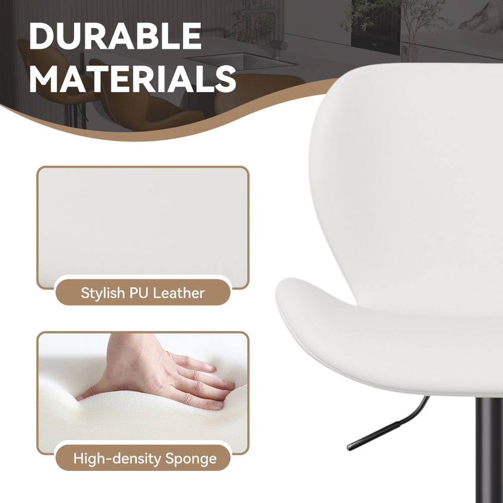 English Elm Swivel Bar Stools Set Of 2 - Modern Pu Leather Adjustable Height Stools For Kitchen & Bar Use T3950P396424-GIGA