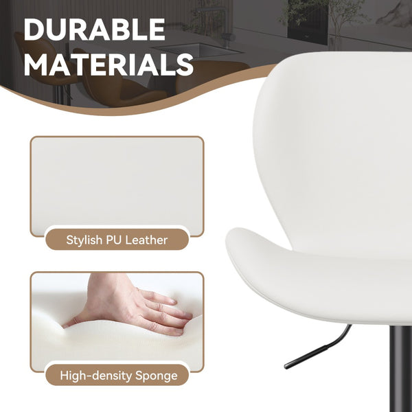 English Elm Swivel Bar Stools Set Of 2 - Modern Pu Leather Adjustable Height Stools For Kitchen & Bar Use T3950P396424-GIGA