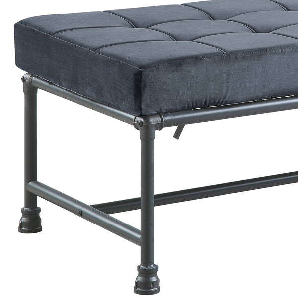 English Elm Brantley Velvet Gray Bench with Sandy Finish, Memory Foam Seat & Back, KD Metal Frame, 300lb Capacity B2726P306887