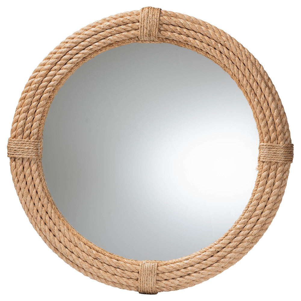 English Elm Bohemian Grasscloth Square Wall Mirror with Woven Frame for Eclectic Interiors B2750P467750