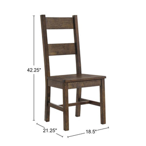 English Elm Set Of 2 Rustic Wooden Dining Chairs - Classic Farmhouse Style In Elegant Golden Brown Finish B016P223112-GIGA