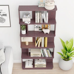 English Elm 31.5" Tall 5-tier Mdf Bookcase Slim Open Shelving Unit for Office Bedroom Living Room Ox Blood Red W2899P444162