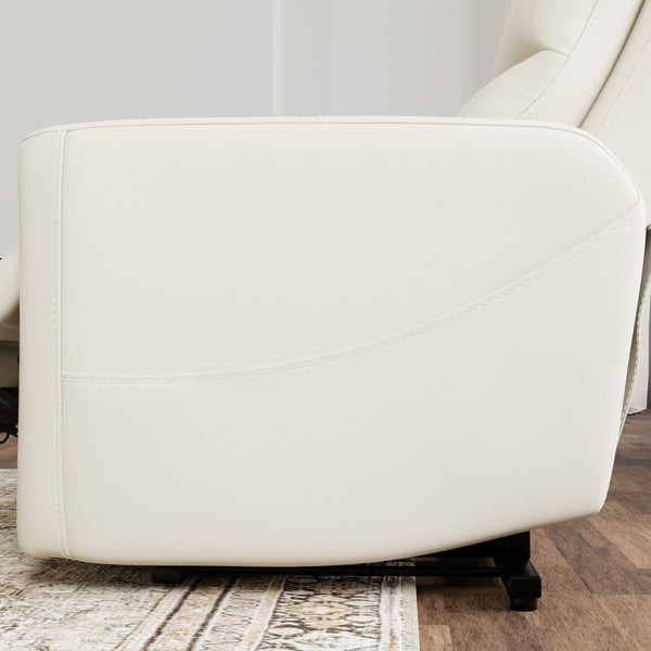 English Elm Faux Power Lift Chair with Premium Faux Leather, USB Charging, Side Pockets & Quiet Motor Recline Off White B339P409531