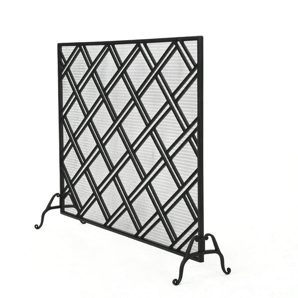 English Elm Christopher Knight Home® - FIRE Iron Fireplace Screen with Durable Mesh Guard and Stable Frame for Safety and Classic Hearth Appeal Black 61129.00BLK