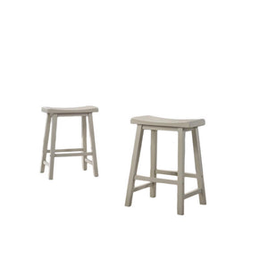 English Elm 24 Inch Backless Saddle Seat Counter Stools Set of 2 Solid Wood Kitchen Island Seating B056P416827