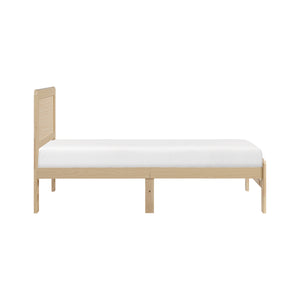 English Elm 1pc Contemporary Finish Queen Size Platform Bed Frame with Slats, Clean Headboard, Modern Wood Appeal Natural 47 L x 19 W x 7 H B011P353120