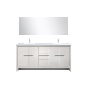 English Elm White Double Bath Vanity Set With Cultured Marble Top, Chrome Faucet, And Full-Width Mirror – 72” W B2731S01757-GIGA