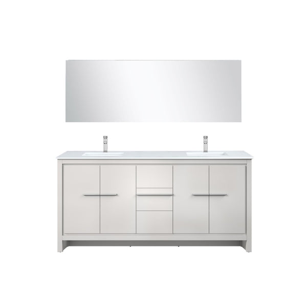 English Elm White Double Bath Vanity Set With Cultured Marble Top, Chrome Faucet, And Full-Width Mirror – 72” W B2731S01757-GIGA
