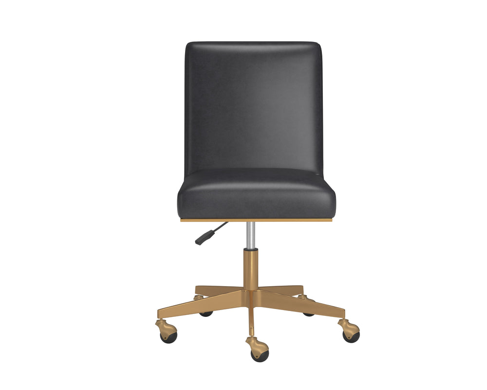 Sunpan Dean Office Chair - Modern Faux Leather Design with Stylish Stainless Steel Base for Effortless Elegance Brushed Brass / Bravo Portabella
