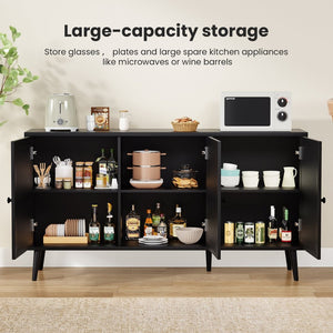English Elm Sideboard Buffet Cabinet With 3 Rattan Doors - Modern Storage Console For Dining Room & Entryway T3623P380139-GIGA
