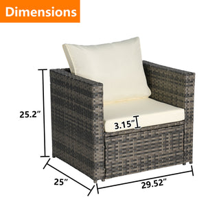 English Elm Outdoor Modular Wicker Sectional Patio Sofa Set for 2 Durable PE Rattan Steel Frame Comfortable Seating Beige W874S00075