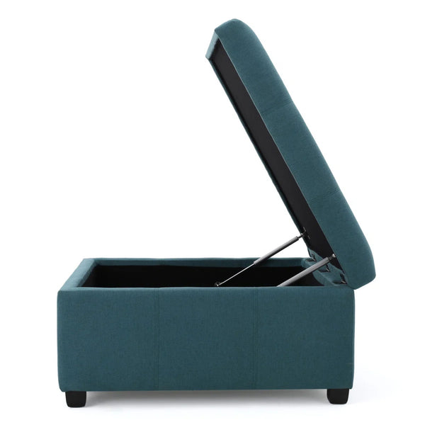 English Elm Tufted Square Ottoman with Hidden Storage Birch Legs Polyester Living Room Seat N757P359740L