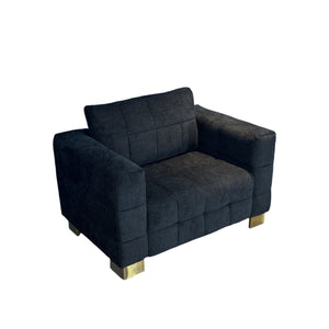 English Elm Fx-p54-1s-be2 Plush Accent Chair with Gold Legs Mid-century Modern Living Room Seat Black W576S00209