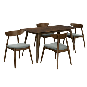 English Elm 5-piece Mid-century Rubberwood Dining Set with Upholstered Chairs for Small Spaces Light Gray,Walnut N759S003011D